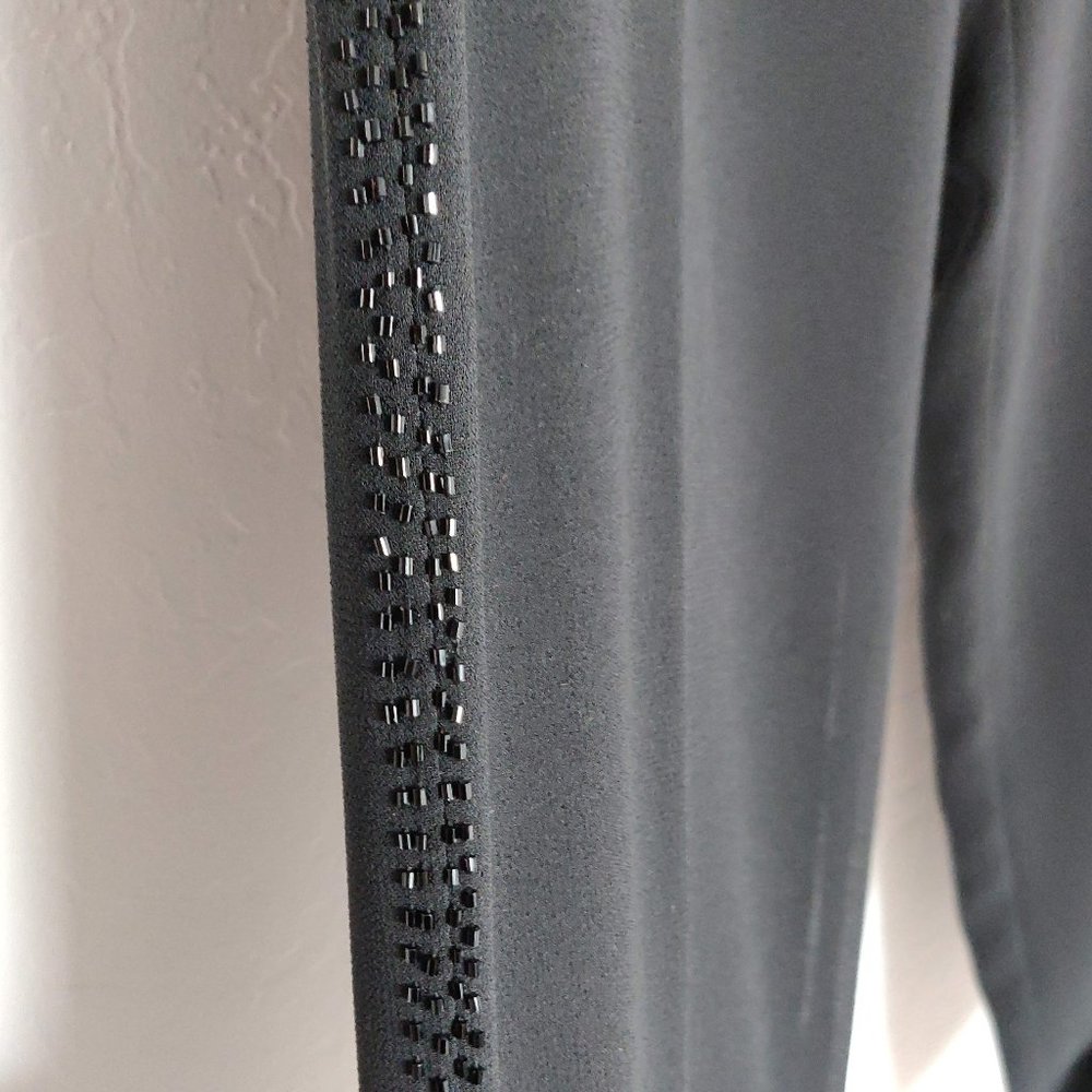 Elegant Black Wide Leg Pants with Beaded Detail